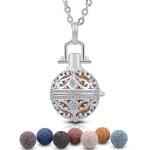 HBL008 Round shape aromatherapy jewelry oil diffuser pendant lava stone necklace women