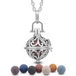 HBL009 Fashion Silver Feather Cage Locket Mix Colors Lava Stones Pendant Necklaces