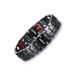 2016 New Design 15mm Stainless Steel Double Row Magnetic Health Care Bracelet Black Mens bracelet SBRM-087