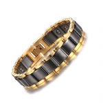 High Quality European Style 14mm Stainless Steel Bangles Ceramic Black Gold Bracelets SBRM-089