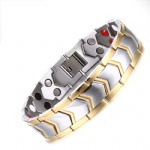 Hot sale double row health care stone bracelet titanium steel men jewelry TBRM-030