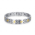 Fashion six words with bile magnet design stainless steel magnetic bracelets BR-079