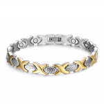Titanium steel bracelet with magnetic health care anti-fatigue Electricity between delicate gold leaf lady bracelet care bracelet SBRM-047