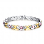 Beautiful Micro set crystal infrared radiation protection magnetic bangles China stainless steel jewelry SBRM-074
