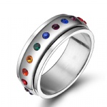 High Quality Stainless Steel Ring with Colorful Rhinestone PR-004