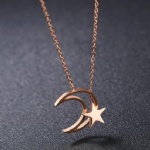 Stainless Steel Rose Gold Plating Moon and Star Design Pendant SP052
