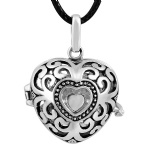 Fashion Heart Design Silver Plated Cages with Colored Chime Balls HBC001-B