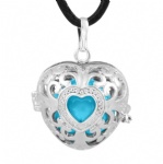 Silver Plated Heart Cages with Colored Chime Balls Pregnant Bola Pendants HBC001