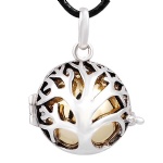 Meaningful Tree Design Silver Plated Cage Pendants with Colored Chime Balls Mexican Bola Pendants HBC002