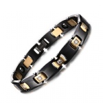 Magnetic health bracelet European style Ceramic black gallstone gold plated 316l stainless steel bracelets CBRM-009