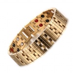 High quality stainless steel bracelets 16mm gold plated magnetic health care bracelet SBRM-080