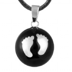 Fashion Black Enamel Footprint Design Harmony Chime Ball Pendants HBP007