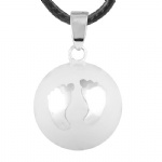 Fashion White Enamel Footprint Design Harmony Angel Caller Pendants HBP008
