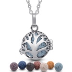 HBL001 Fashion Aromatherapy Necklace Diffuser Tree of Life Cage with Lava Stone Pendants
